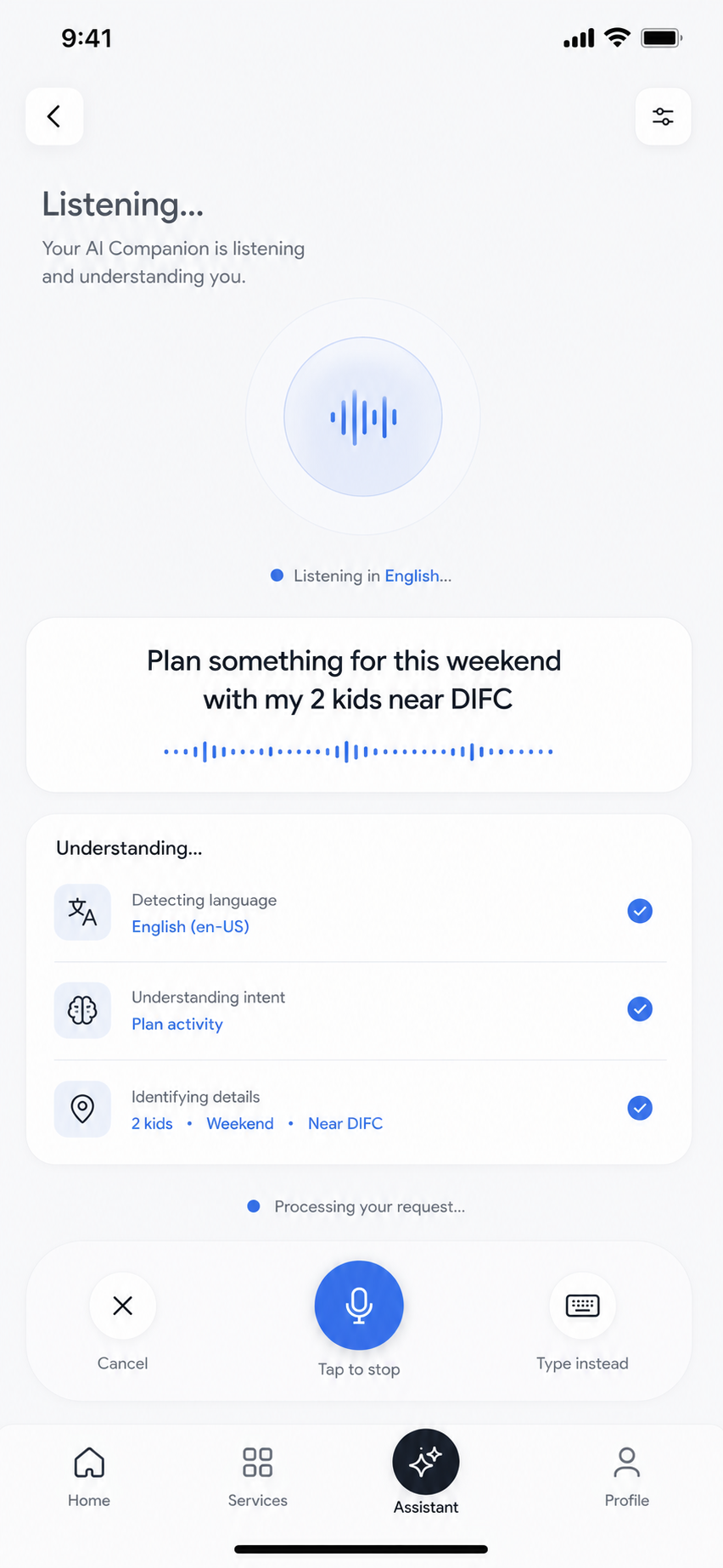 Voice request: plan something for this weekend with my 2 kids near DIFC