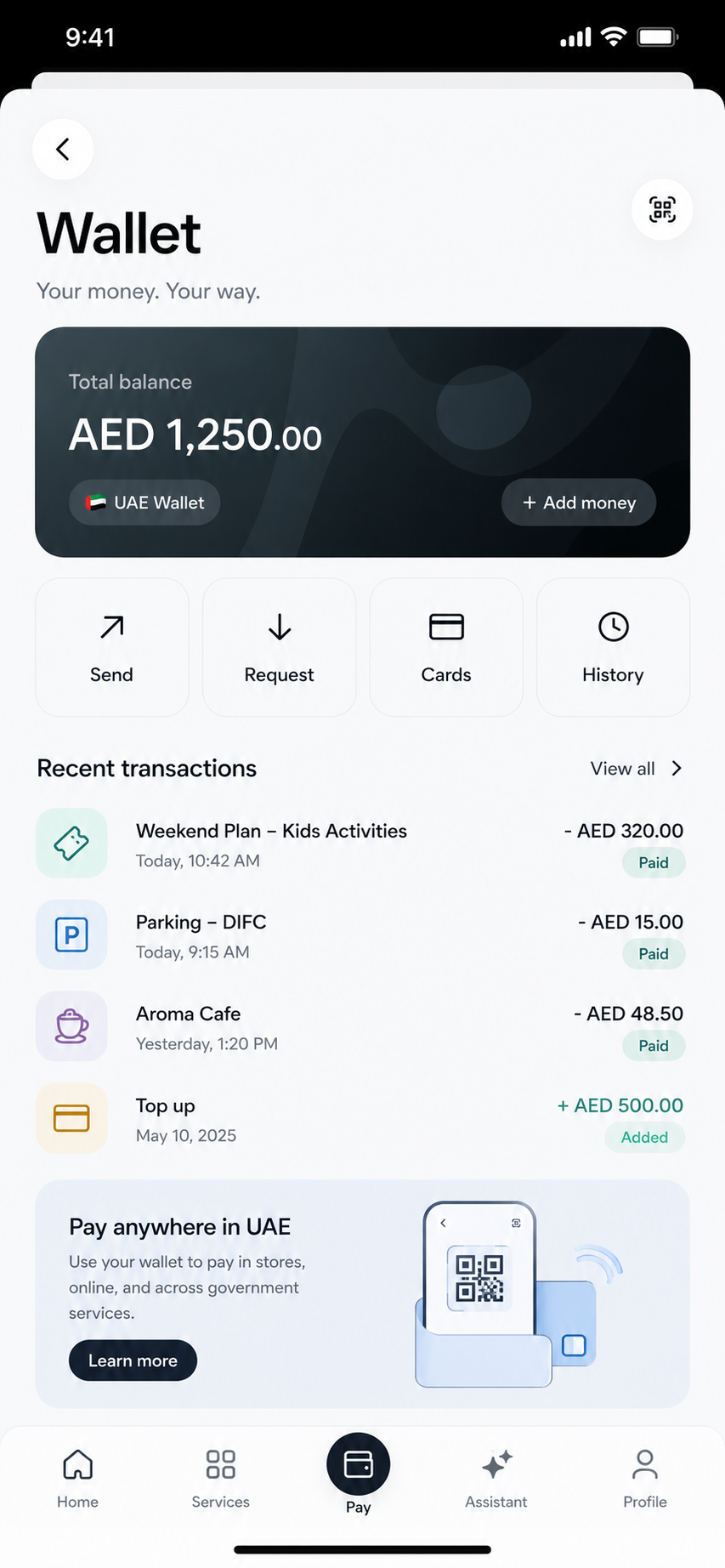 Wallet screen